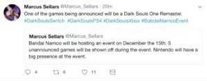 Marcus Sellars tweet Dark Souls Remastered