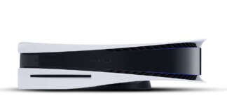 PlayStation 5 in orizzontale con base