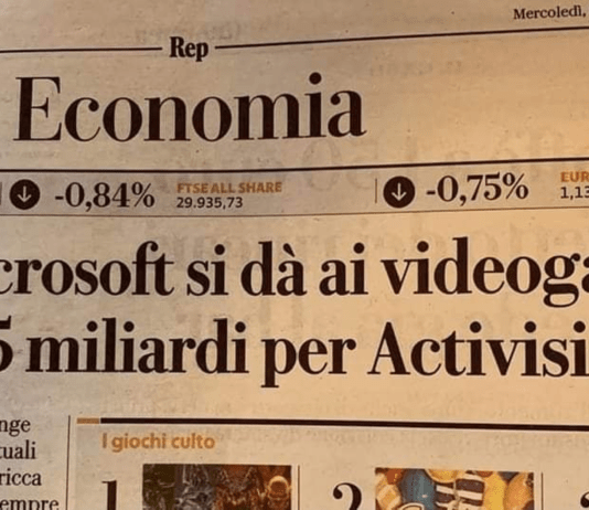 Microsoft si dà ai videogame 75 miliardi per Activision titolo di un quotidiano strappa una risata