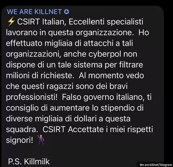 killnet-telegram-attacco-hacker-italia