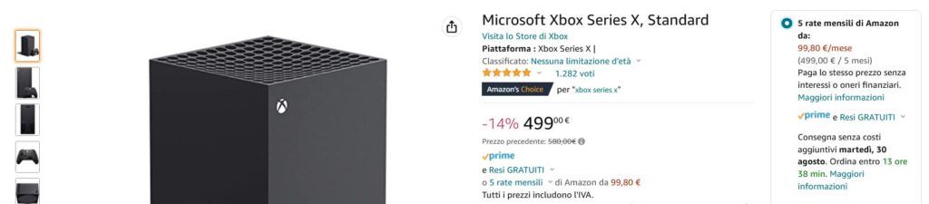 Offerta Xbox Series X Amazon Rate