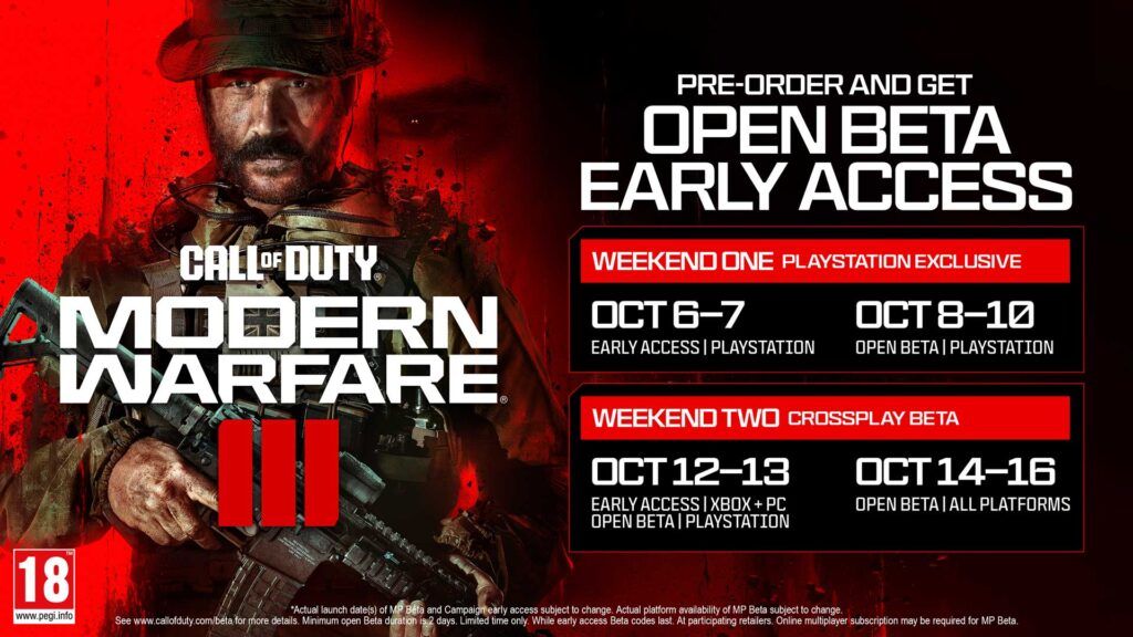 call of duty modern warfare 3 open beta date