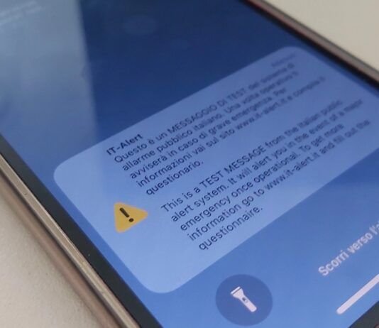 it alert messaggio smartphone iphone protezione civile